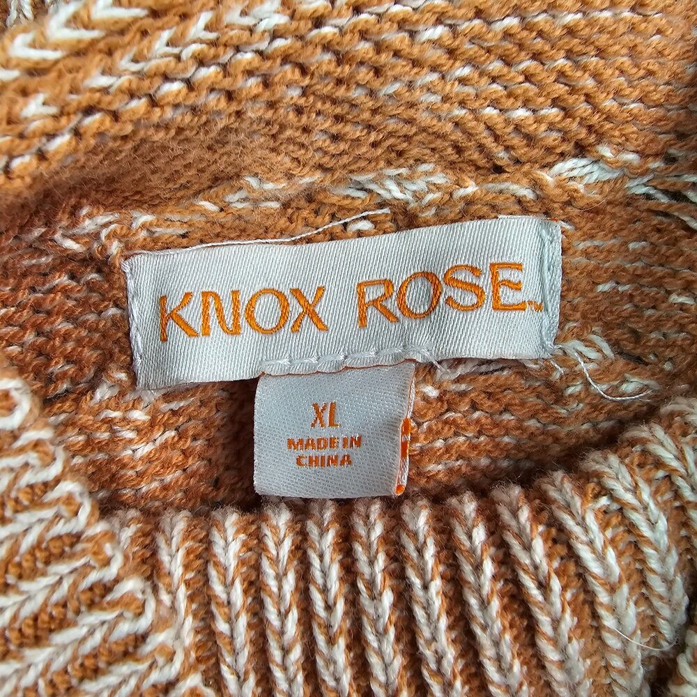 Knox Rose Chunky Knit Mock Turtleneck Sweater XL Cream Peach Boho Cozy - Picture 5 of 10